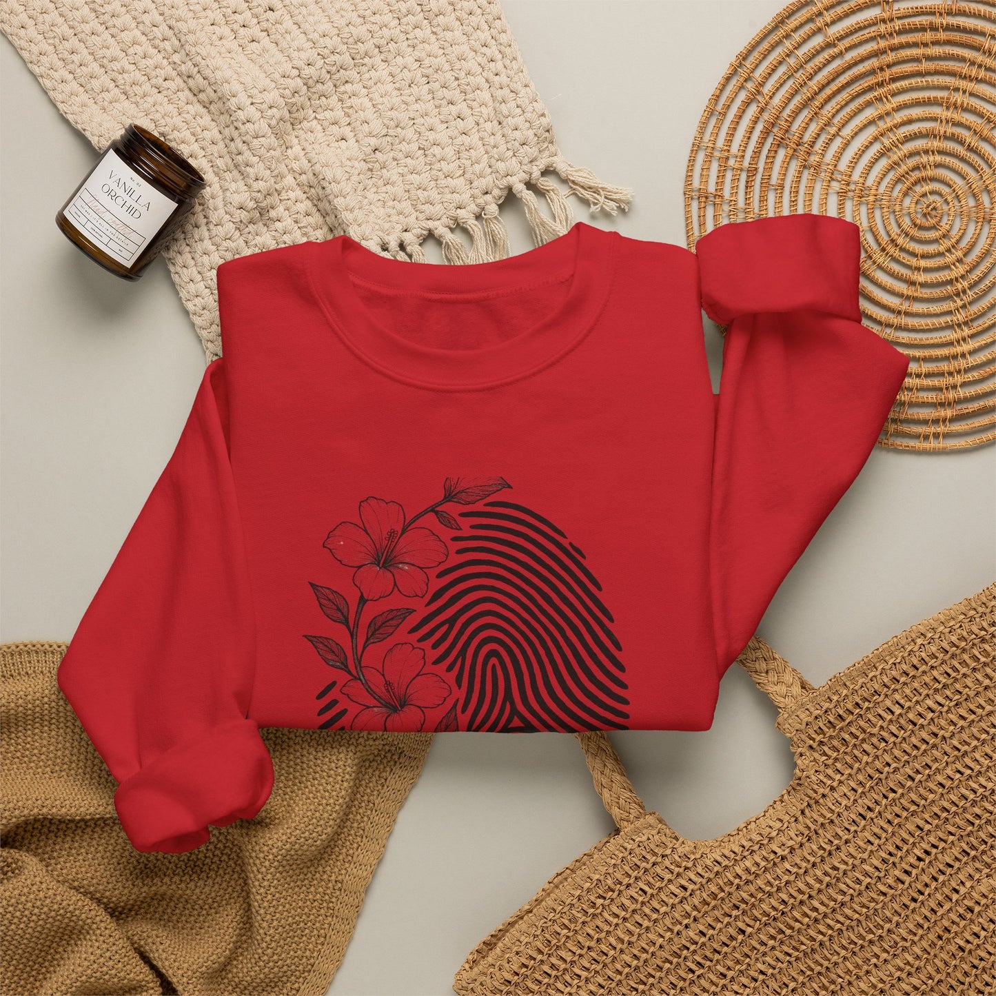 Crewneck Sweatshirt — 'Murder, She Grew' Floral Fingerprint Mystery Pullover