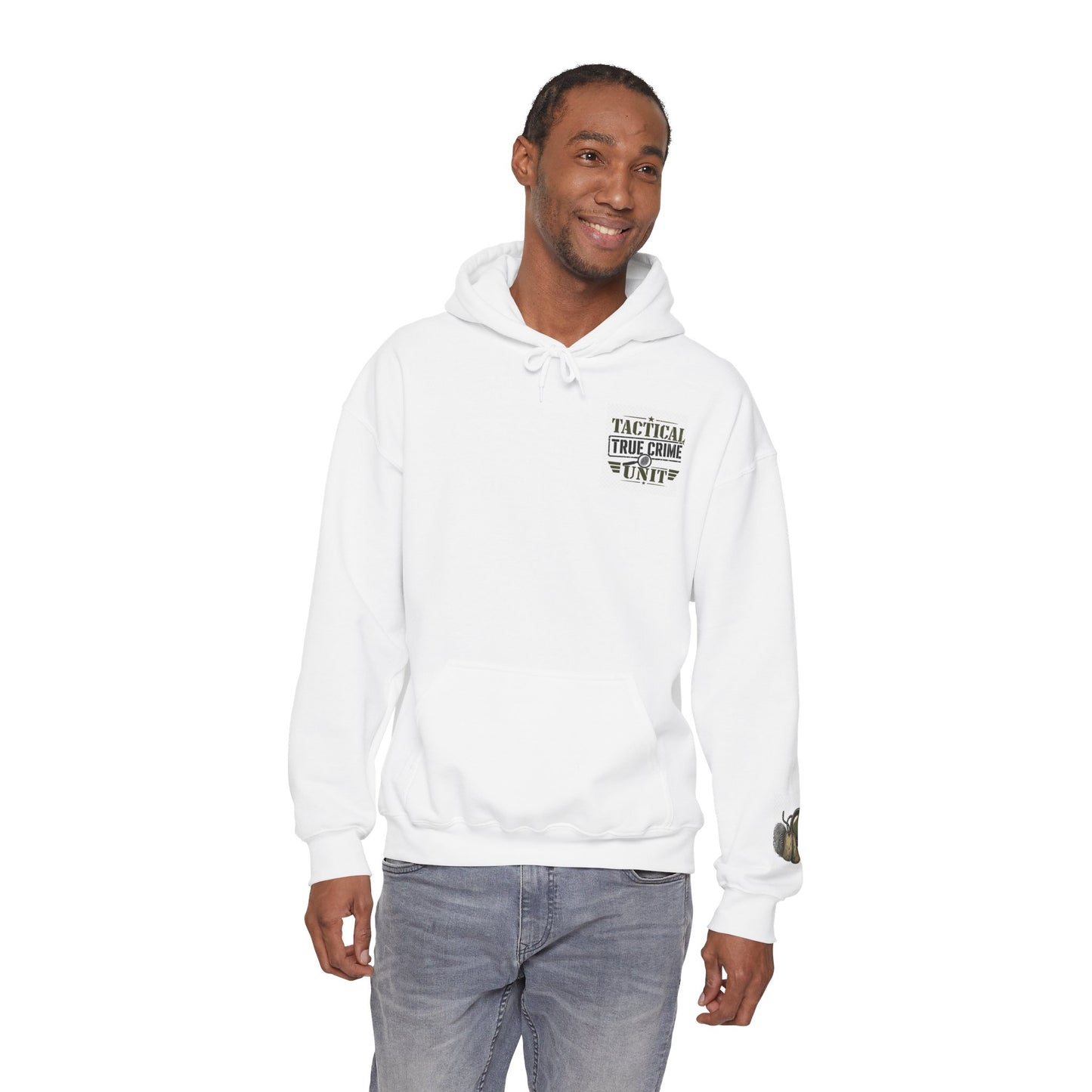 Tactical True Crime Unit Hoodie — True Crime Fan Pullover with Sleeve Graphic