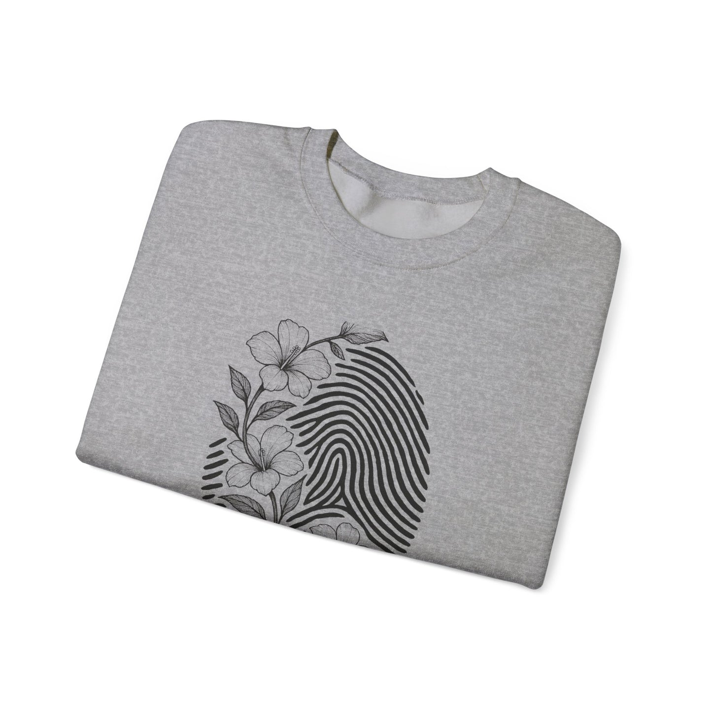 Crewneck Sweatshirt — 'Murder, She Grew' Floral Fingerprint Mystery Pullover