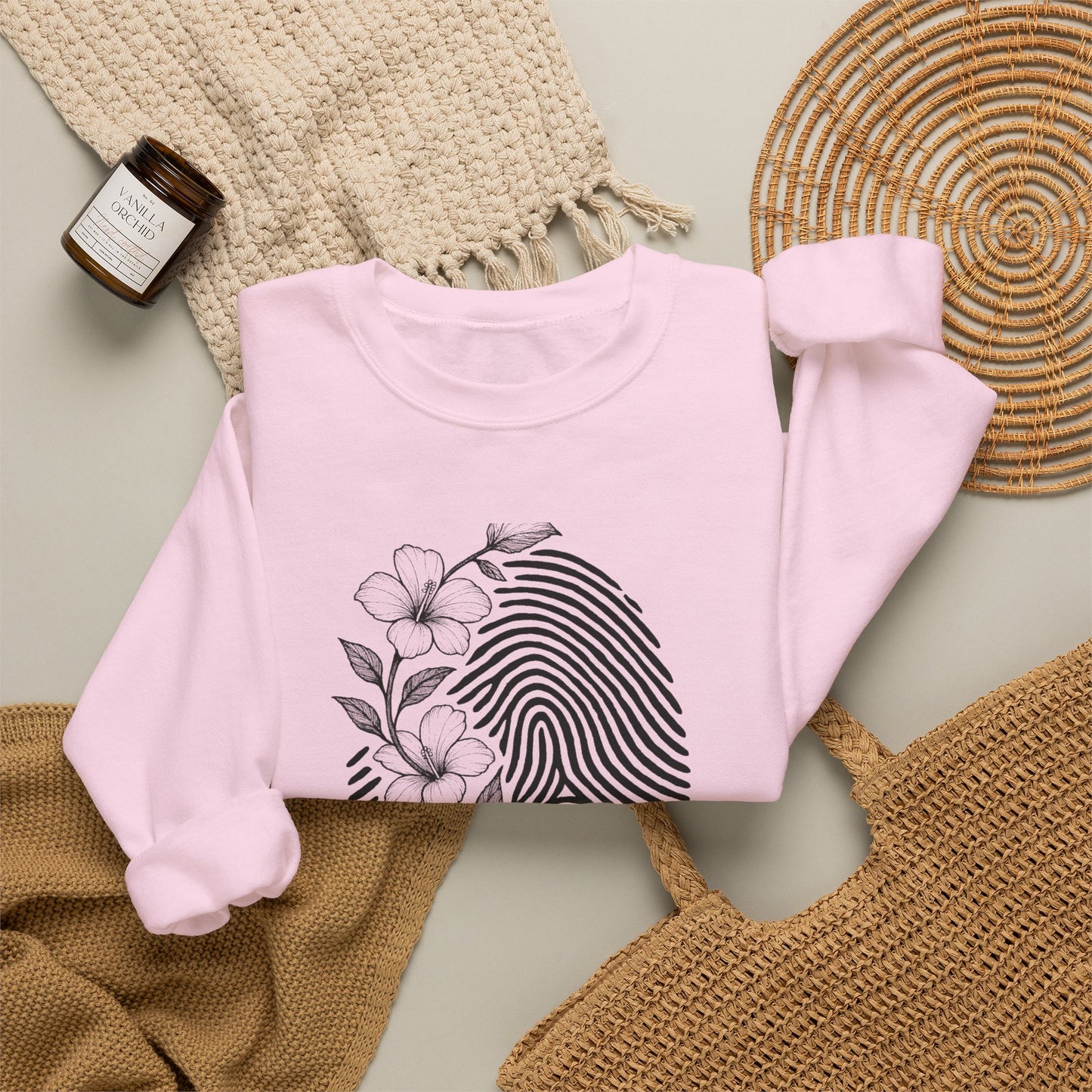 Crewneck Sweatshirt — 'Murder, She Grew' Floral Fingerprint Mystery Pullover