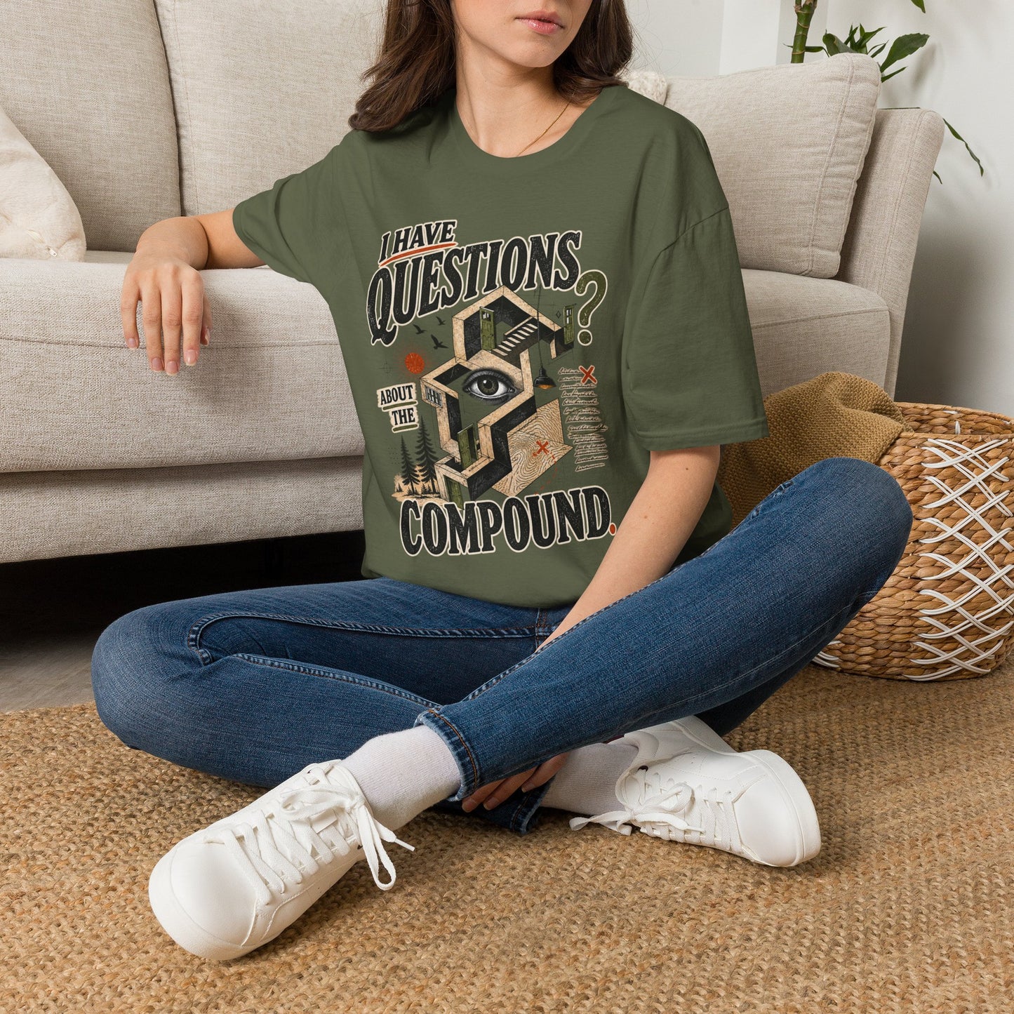 I Have Questions T-Shirt — Surreal Eye & Escher Design