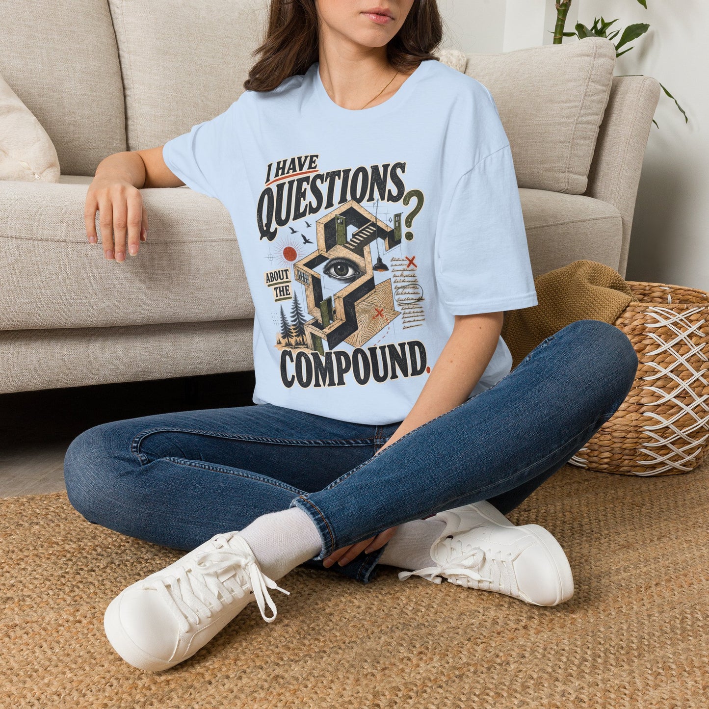 I Have Questions T-Shirt — Surreal Eye & Escher Design