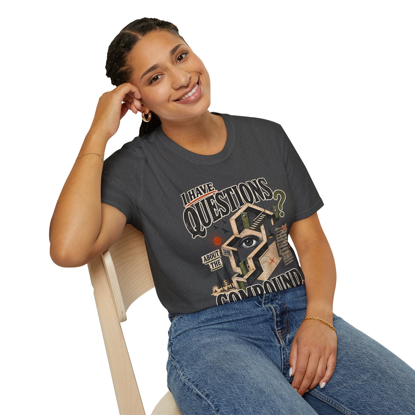 I Have Questions T-Shirt — Surreal Eye & Escher Design
