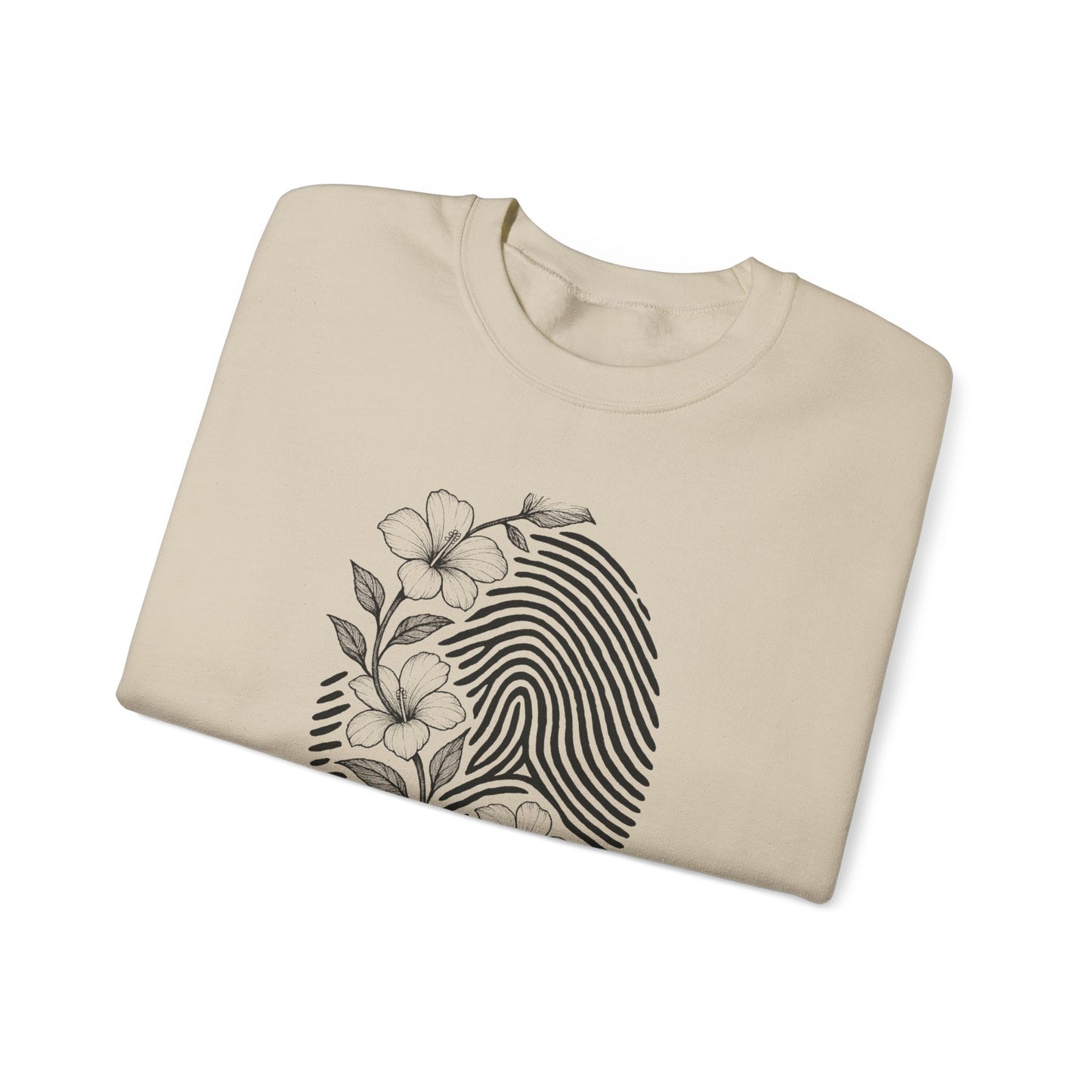 Crewneck Sweatshirt — 'Murder, She Grew' Floral Fingerprint Mystery Pullover
