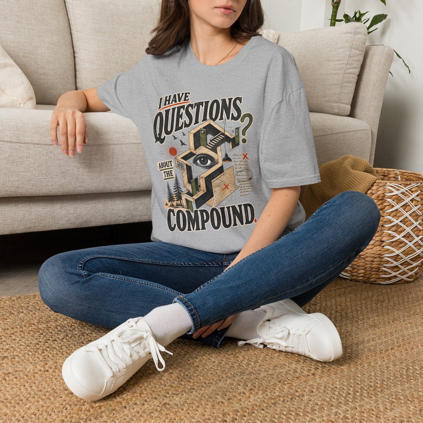 I Have Questions T-Shirt — Surreal Eye & Escher Design