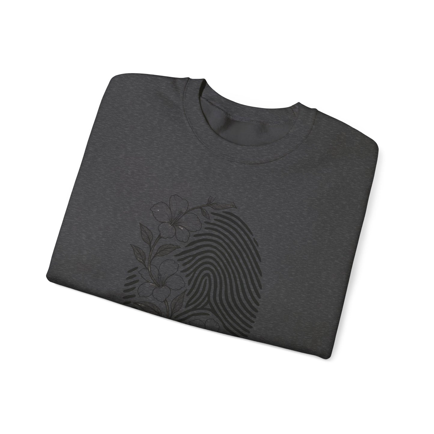 Crewneck Sweatshirt — 'Murder, She Grew' Floral Fingerprint Mystery Pullover