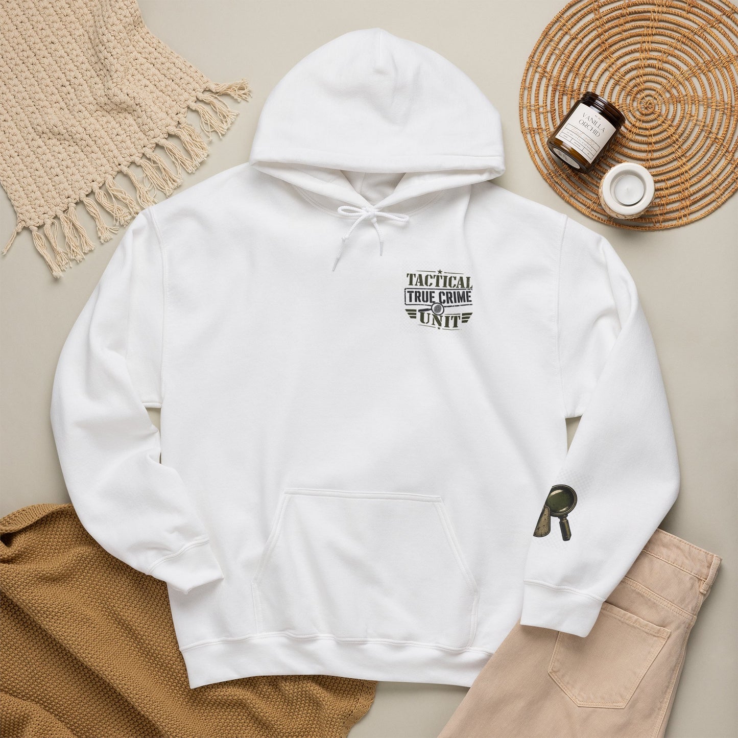 Tactical True Crime Unit Hoodie — True Crime Fan Pullover with Sleeve Graphic