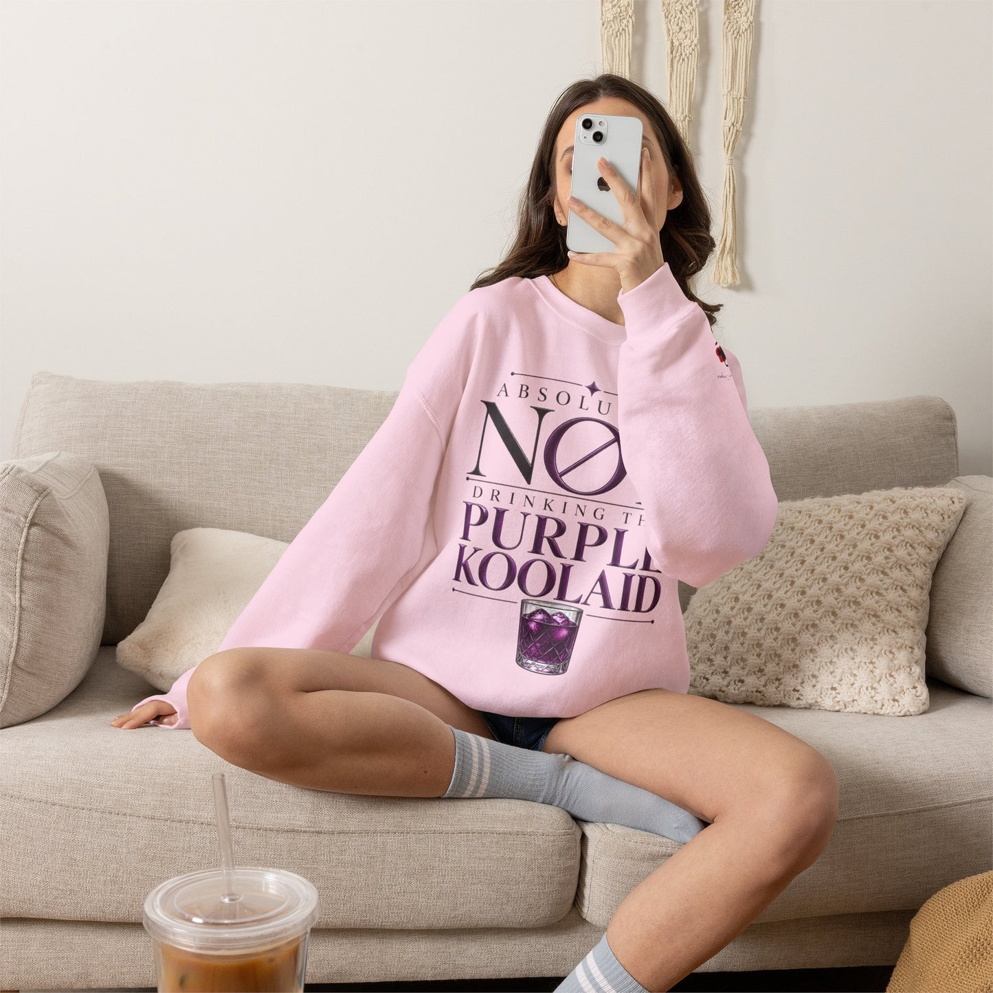 Crewneck Sweatshirt — “Absolutely Not Drinking the Purple Koolaid” Graphic