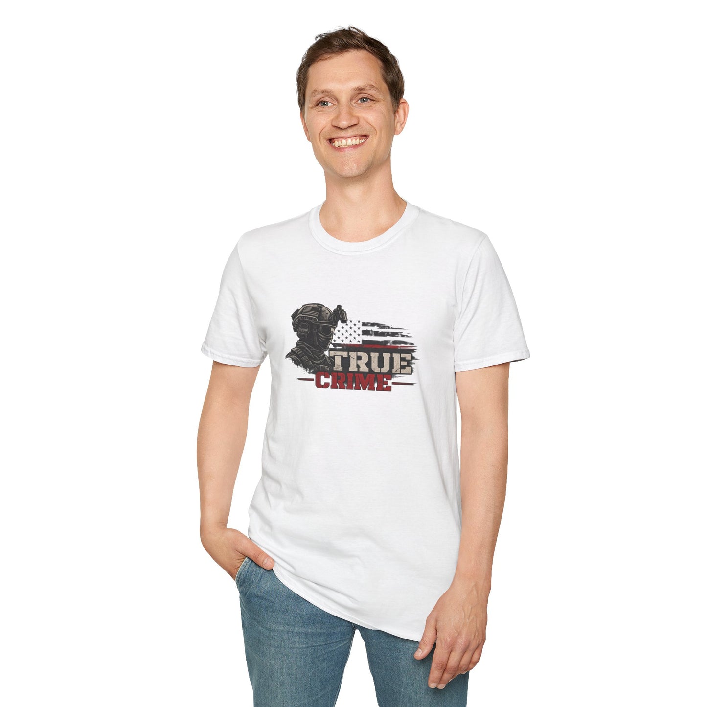 True Crime Graphic Tee — Patriotic Tactical Silhouette T-Shirt