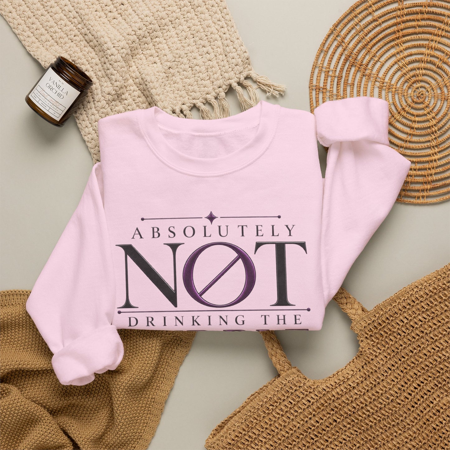 Crewneck Sweatshirt — “Absolutely Not Drinking the Purple Koolaid” Graphic