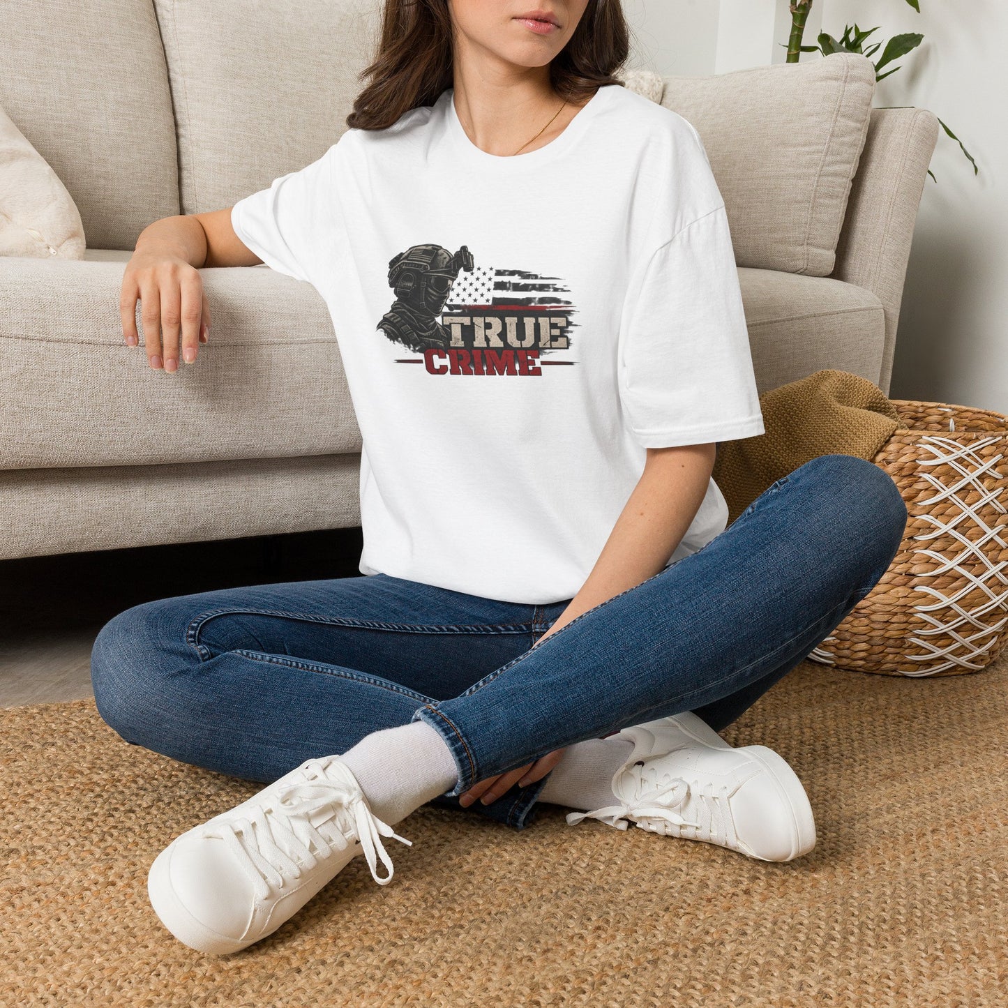 True Crime Graphic Tee — Patriotic Tactical Silhouette T-Shirt