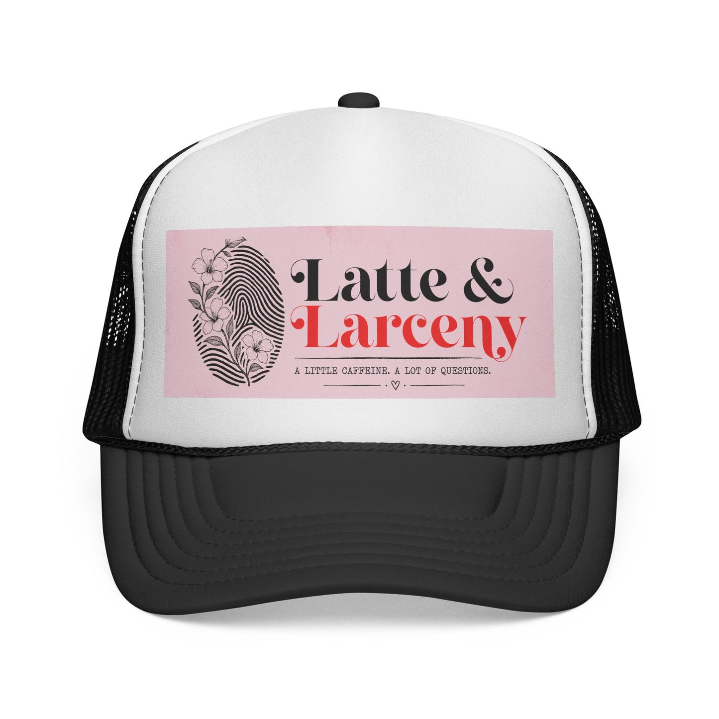 Trucker Cap — "Latte & Larceny" Vintage Coffee Crime Patch