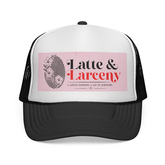 Trucker Cap — "Latte & Larceny" Vintage Coffee Crime Patch