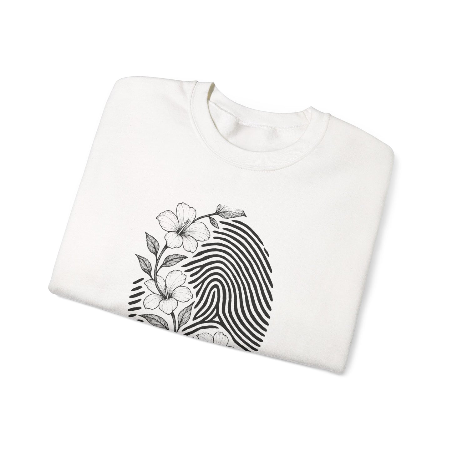 Crewneck Sweatshirt — 'Murder, She Grew' Floral Fingerprint Mystery Pullover
