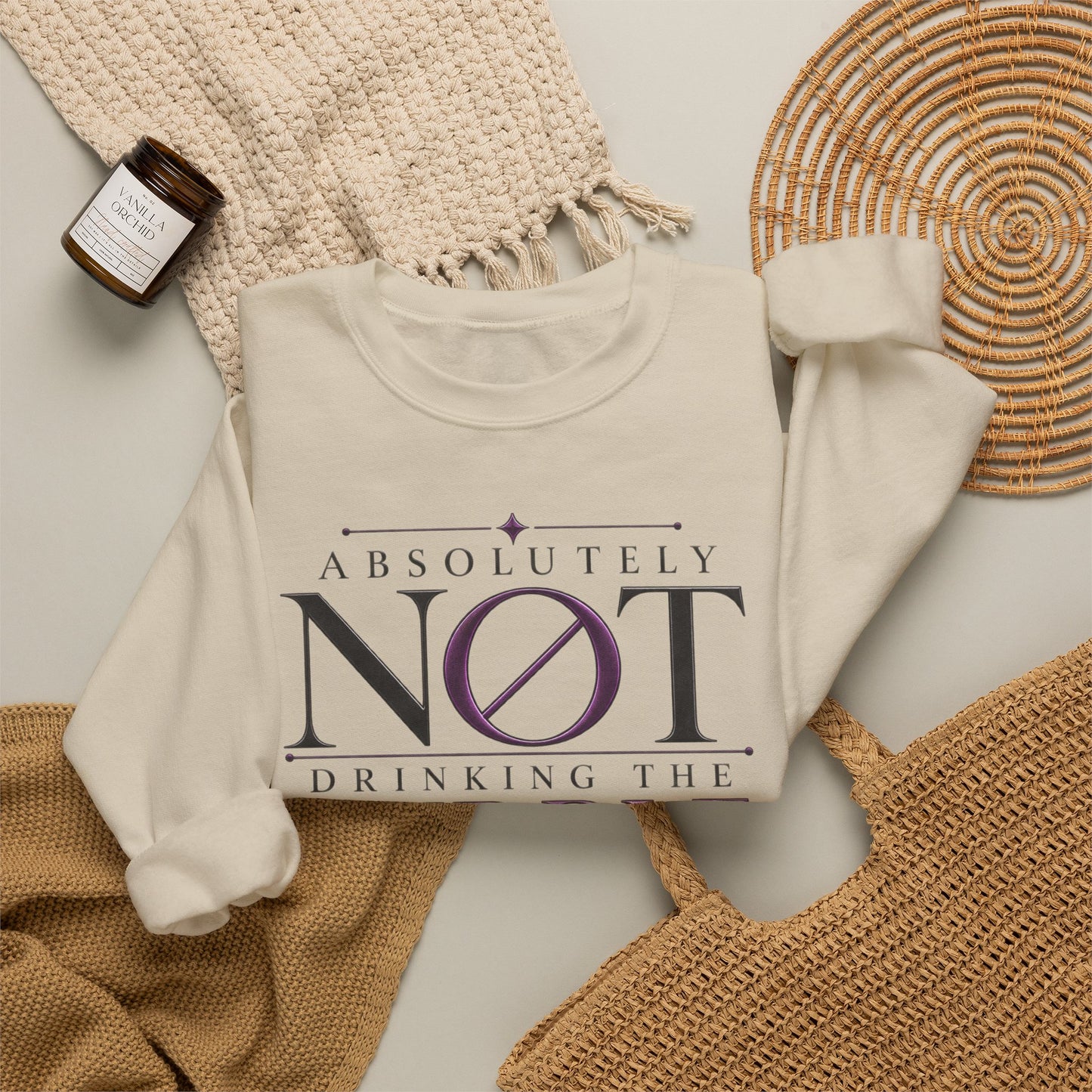 Crewneck Sweatshirt — “Absolutely Not Drinking the Purple Koolaid” Graphic