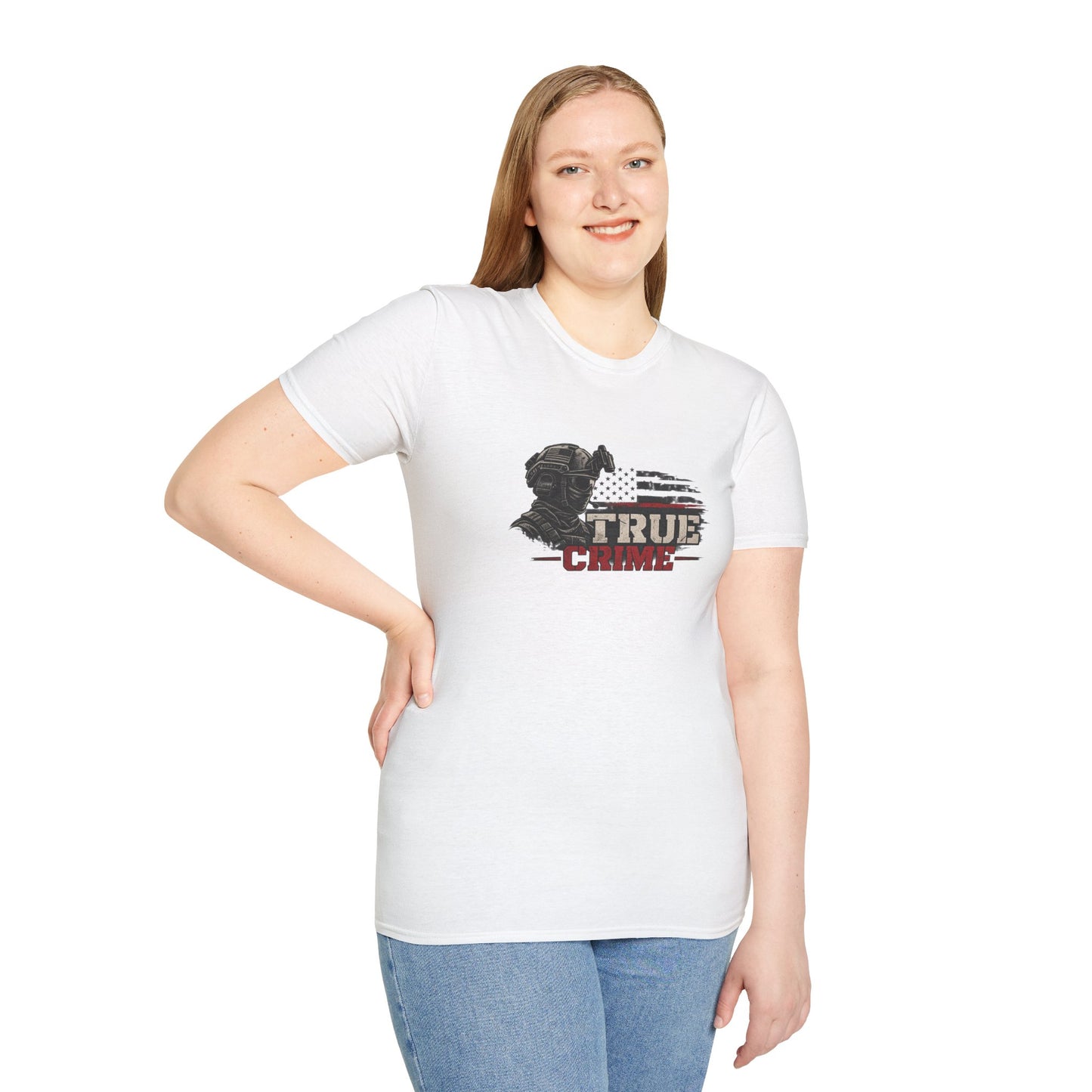 True Crime Graphic Tee — Patriotic Tactical Silhouette T-Shirt