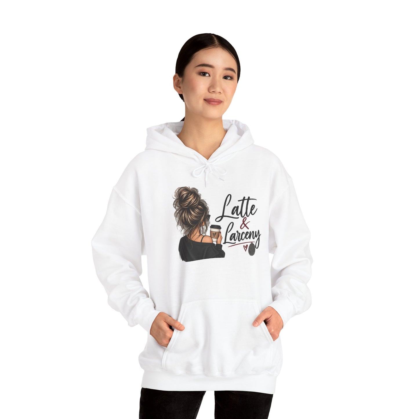 Latte & Larceny Hoodie — Cozy Coffee Lover Graphic Sweatshirt