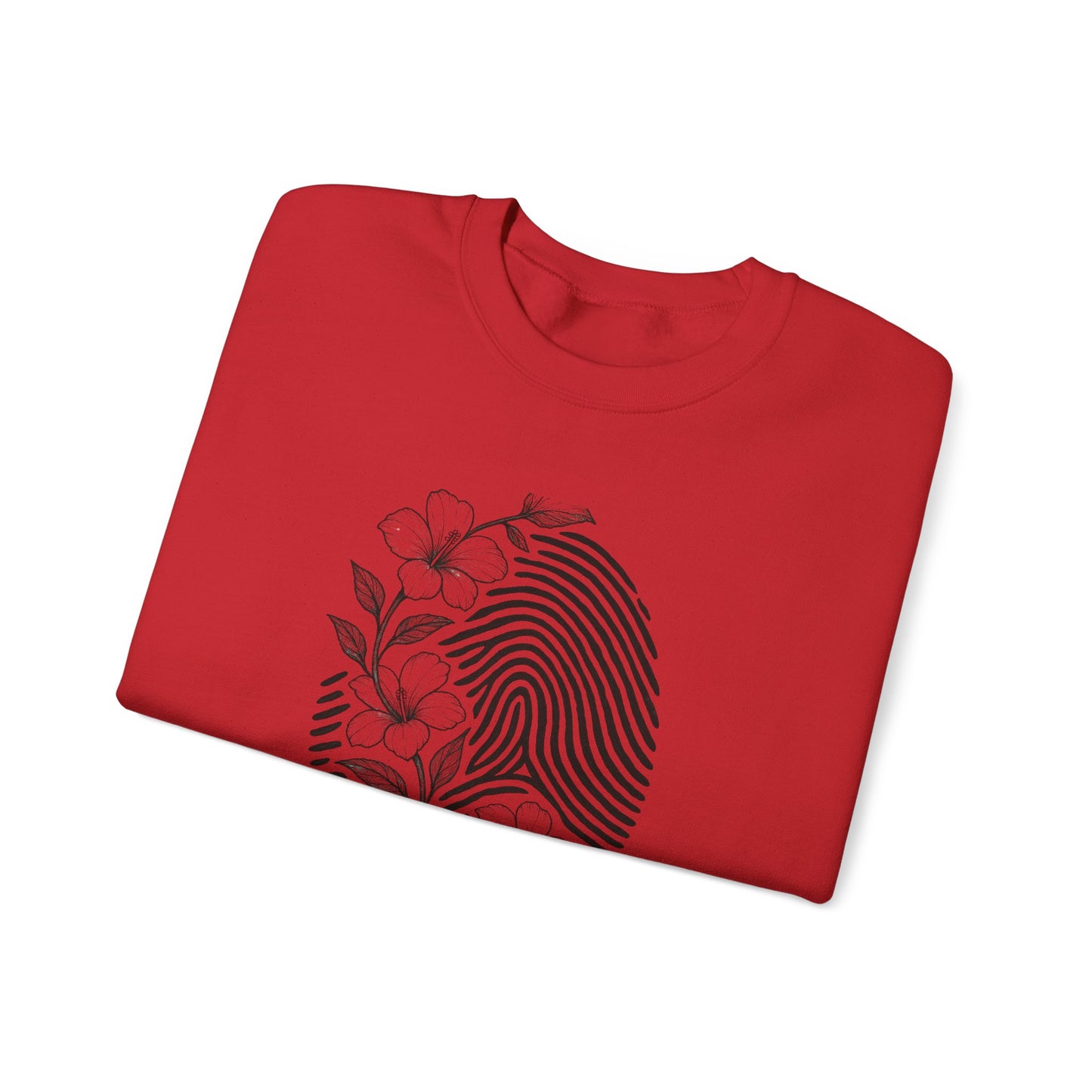 Crewneck Sweatshirt — 'Murder, She Grew' Floral Fingerprint Mystery Pullover