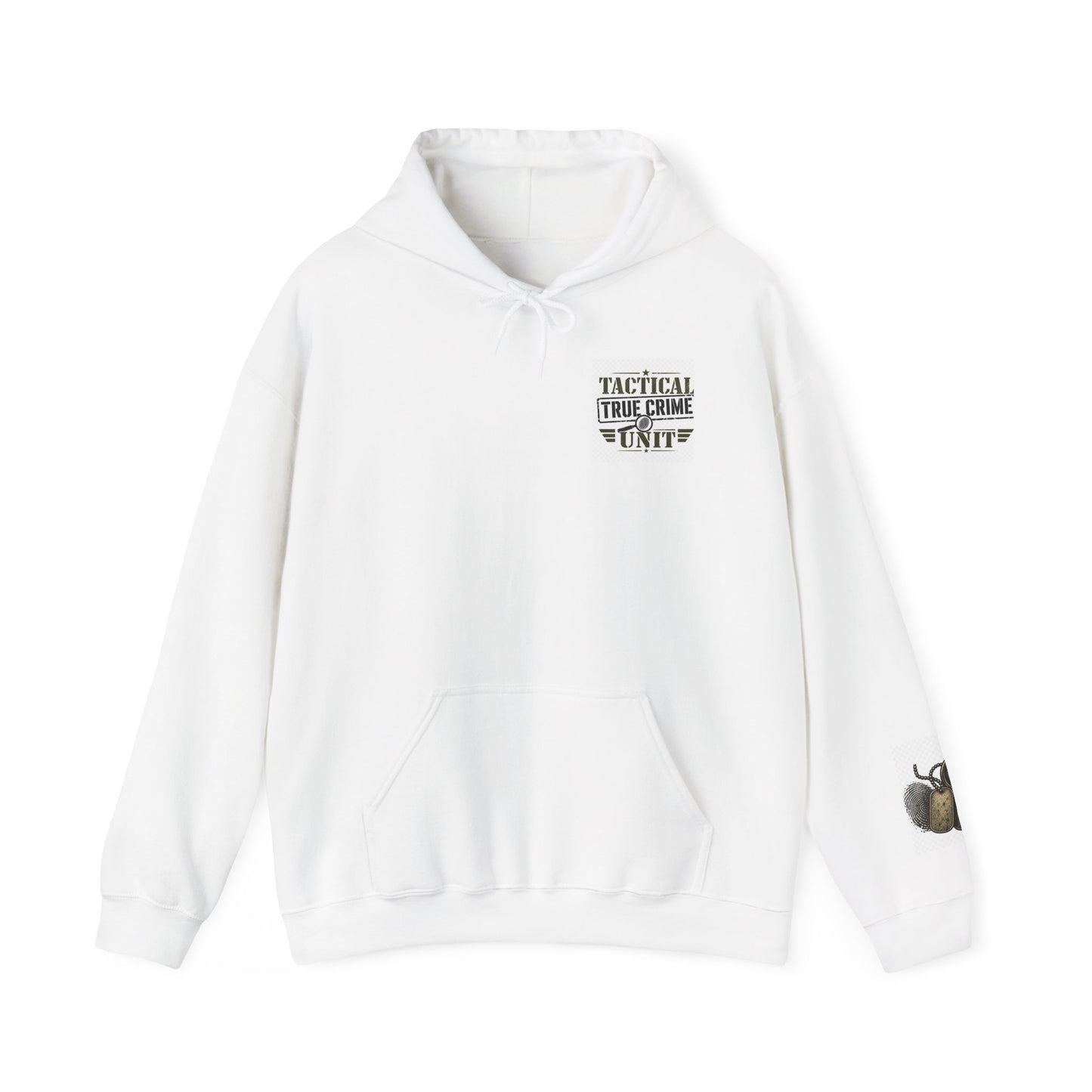 Tactical True Crime Unit Hoodie — True Crime Fan Pullover with Sleeve Graphic